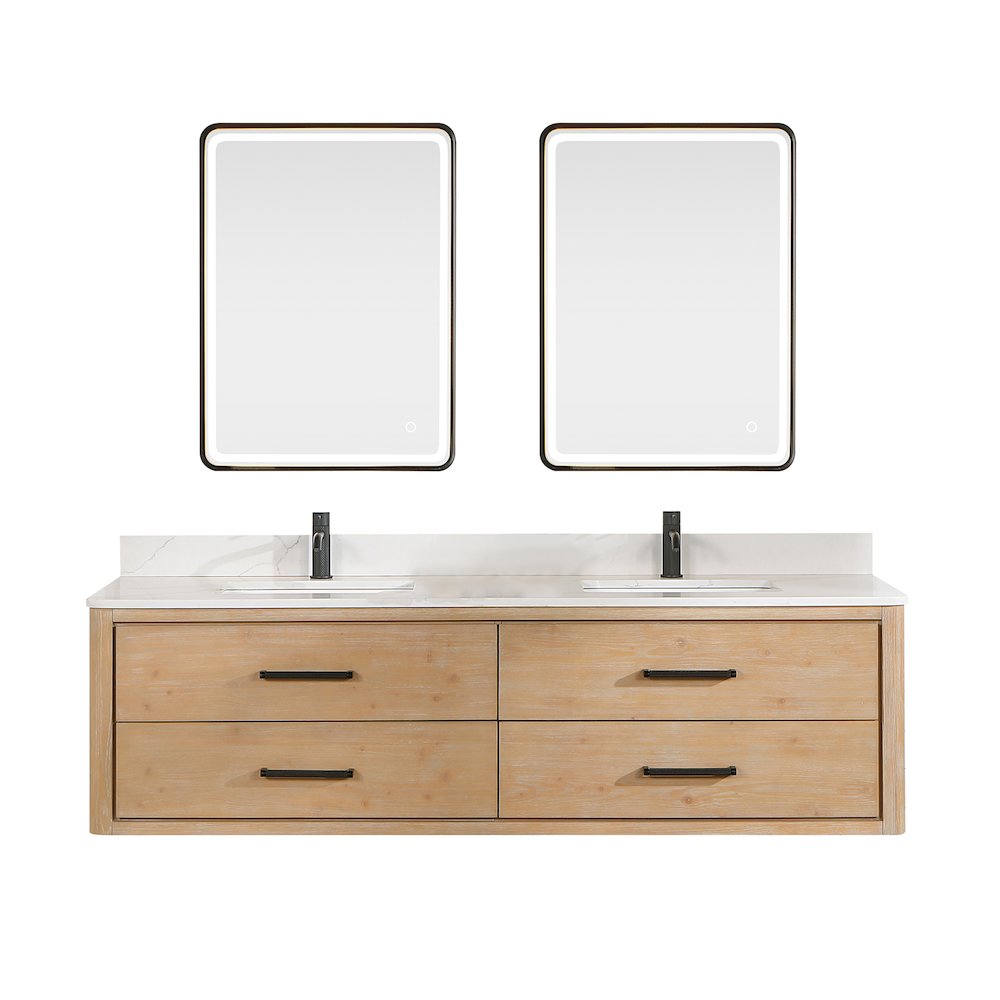 Cristo 72" Floating Double Bath Vanity in Fir Wood Brown