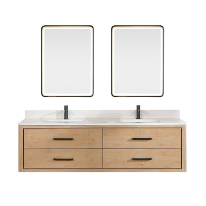 Cristo 72" Floating Double Bath Vanity in Fir Wood Brown