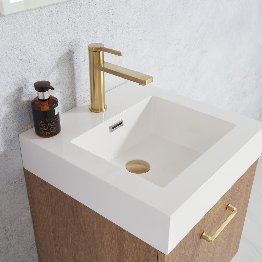 18" Single Sink Bath Vanity with Whole Artificial Stone Basin Top and Mirror