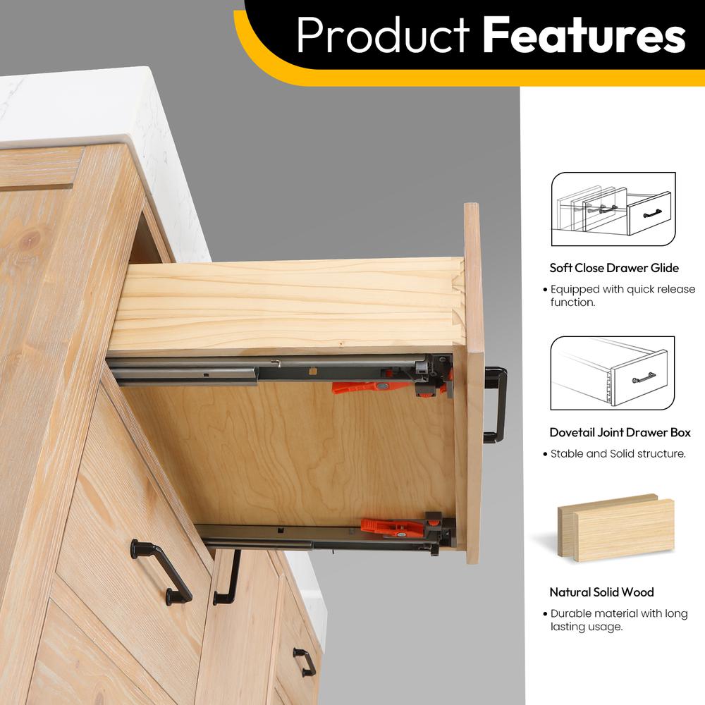Free-standing Single Bathroom Vanity with Composite top in Lightning White