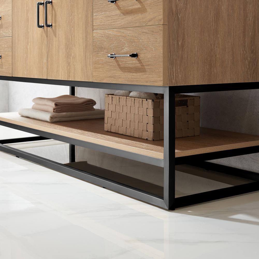 60BS" Single Sink Bath Vanity with White Grain Stone Countertop and Mirror