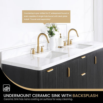 Free-standing Double Bathroom Vanity with Composite top and Mirror