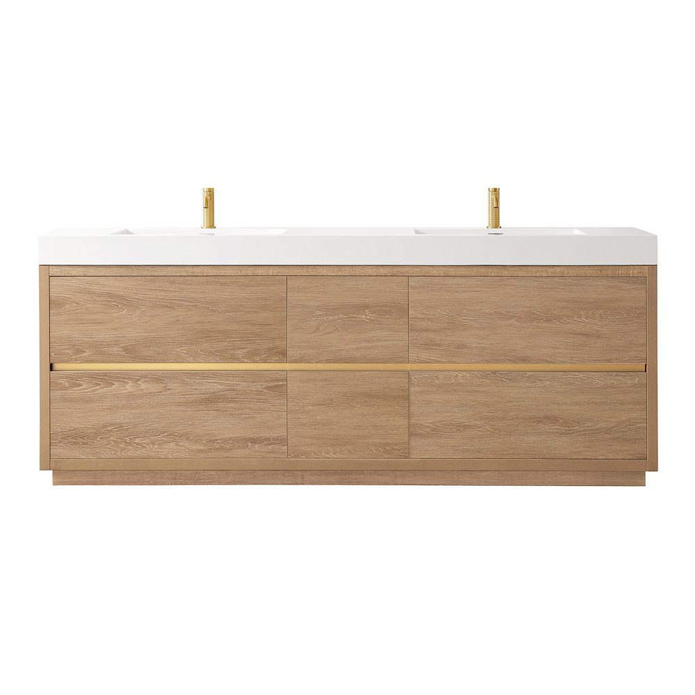 Huesca 84" Double Sink Bath Vanity in North American Oak