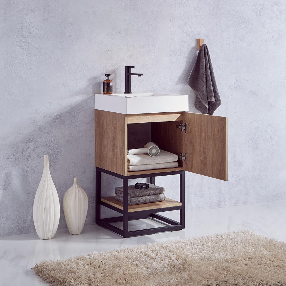 18B" Single Sink Bath Vanity with White Grain Stone Countertop