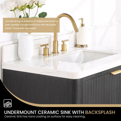 Free-standing Single Bathroom Vanity with Composite top in Lightning White