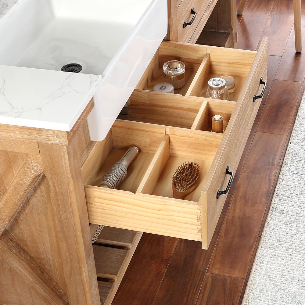 Double Bath Vanity with Composite Stone Top, White Farmhouse Basin