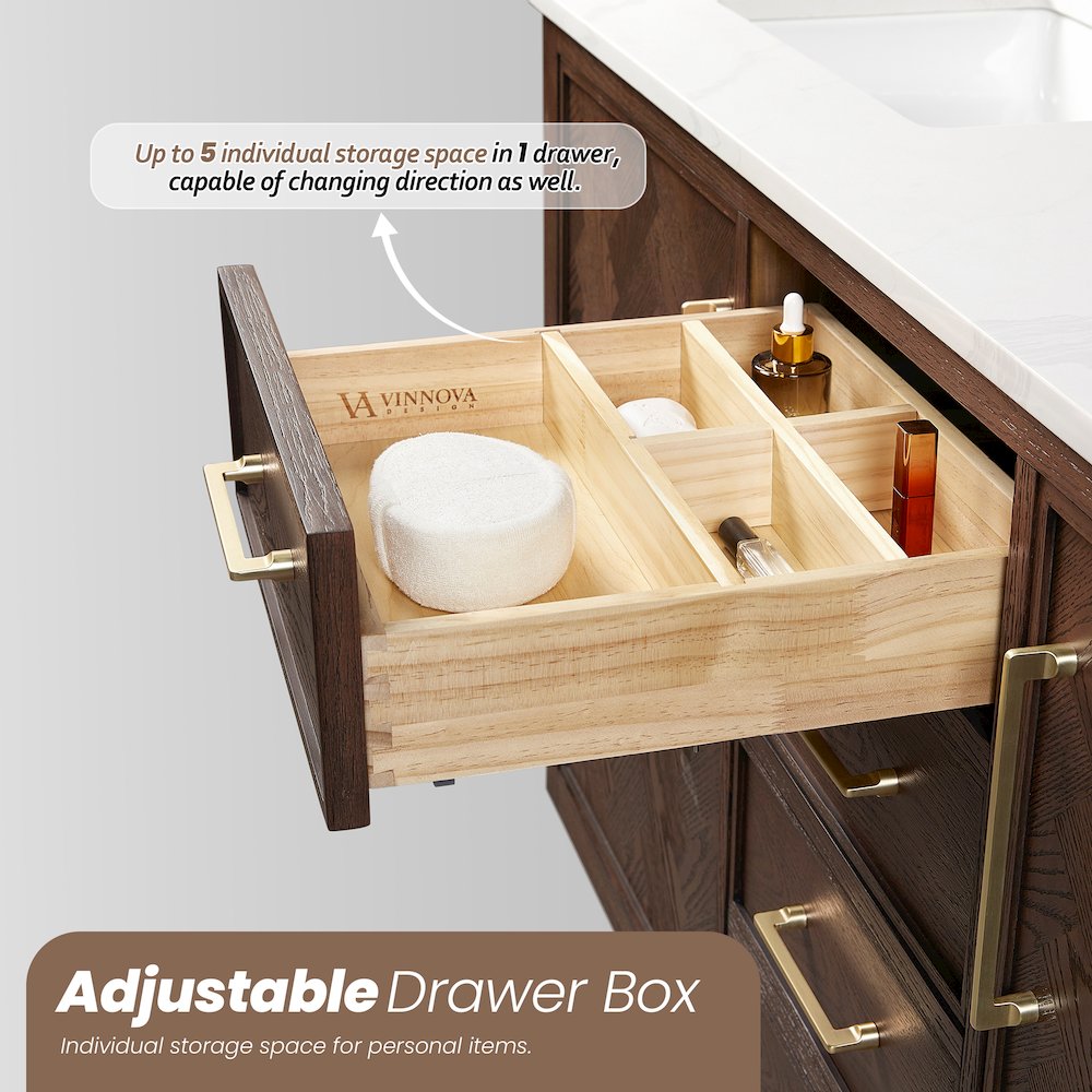 Jakarta 60M" Freestanding Double Bath Vanity in Aged Dark Brown Oak