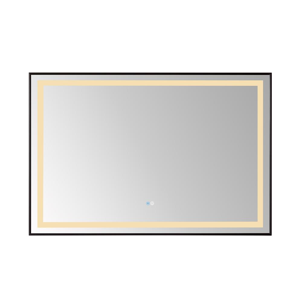 36" Rectangular Aluminum Framed LED Wall Mount Bathroom Vanity Mirror in Black