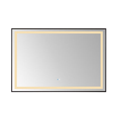 36" Rectangular Aluminum Framed LED Wall Mount Bathroom Vanity Mirror in Black