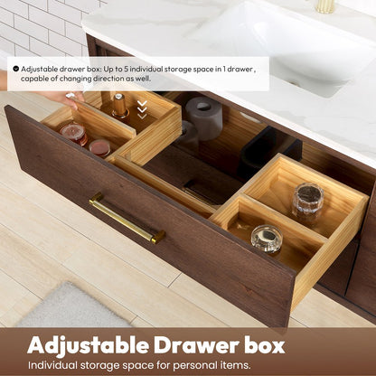 Cristo 60M" Floating Double Bath Vanity in Aged Dark Brown Oak