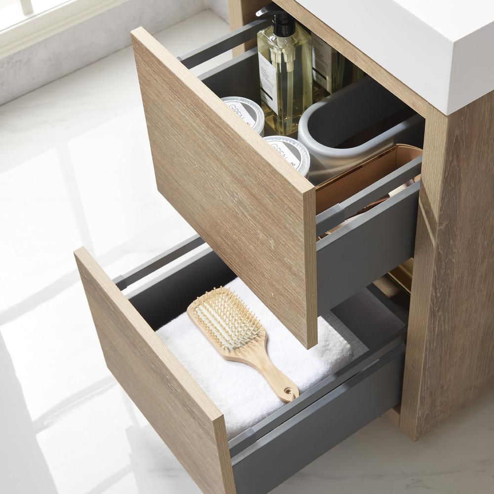 Single Sink Bath Vanity with Composite Integral Square Sink Top and Mirror