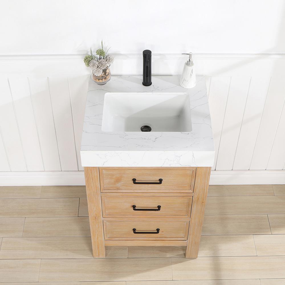 Free-standing Single Bathroom Vanity with Composite top in Lightning White