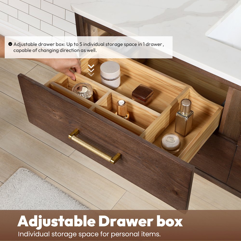 Cristo 55" Floating Single Bath Vanity in Aged Dark Brown Oak
