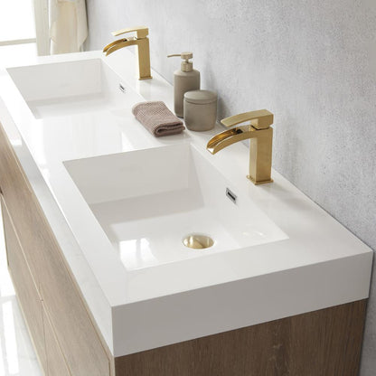 Double Sink Bath Vanity with White Composite Integral Square Sink Top