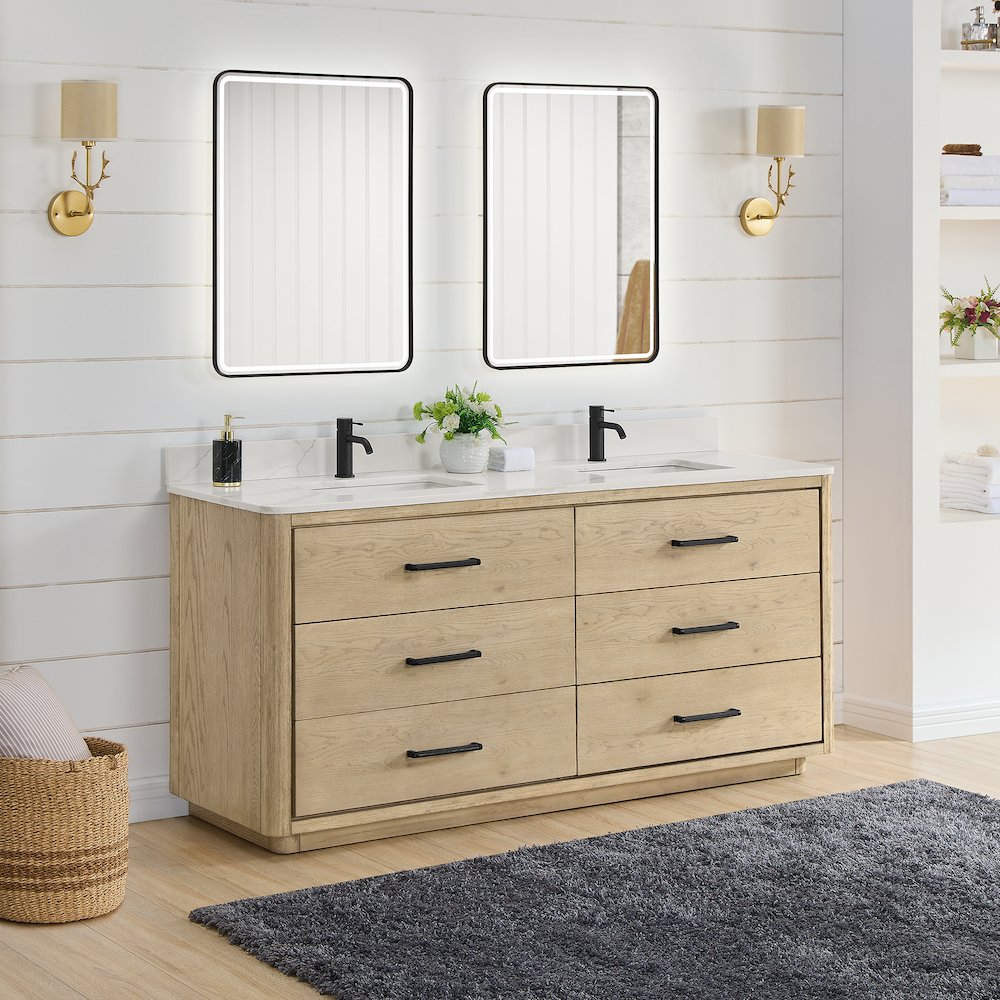 Porto 72" Free-standing Double Bath Vanity in Aged Natural Oak