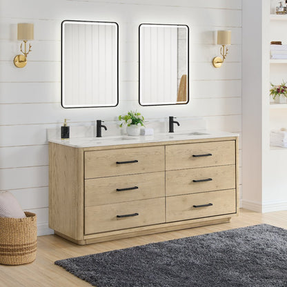 Porto 72" Free-standing Double Bath Vanity in Aged Natural Oak