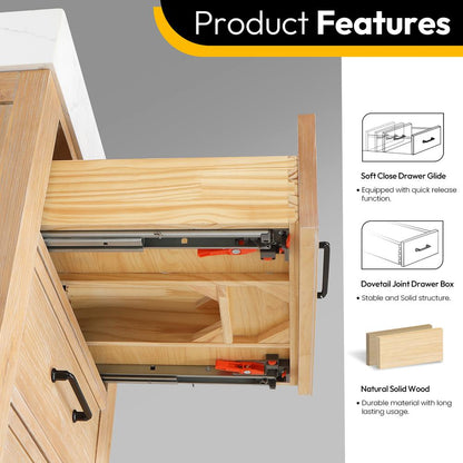 Free-standing Single Bathroom Vanity with Composite top in Lightning White