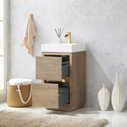 Single Sink Bath Vanity with White Composite Integral Square Sink Top