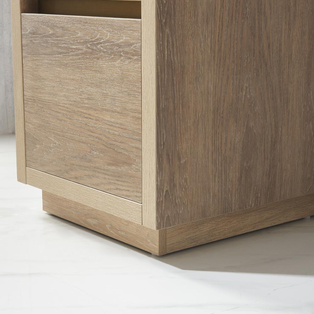 Single Sink Bath Vanity with Composite Integral Square Sink Top and Mirror