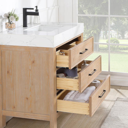 Free-standing Single Bathroom Vanity with Composite top in Lightning White