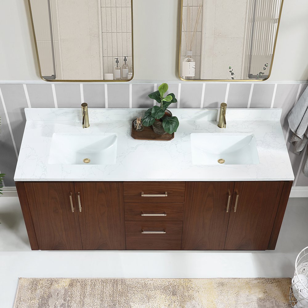 San 72" Free-standing Double Bath Vanity in Natural Walnut