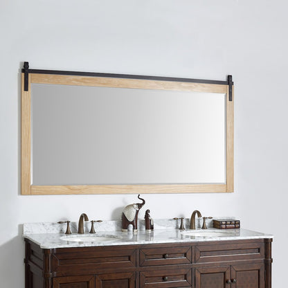 Cortes 72" Rectangular Bathroom Vanity Barndoor Wall Mount Mirror in Pine