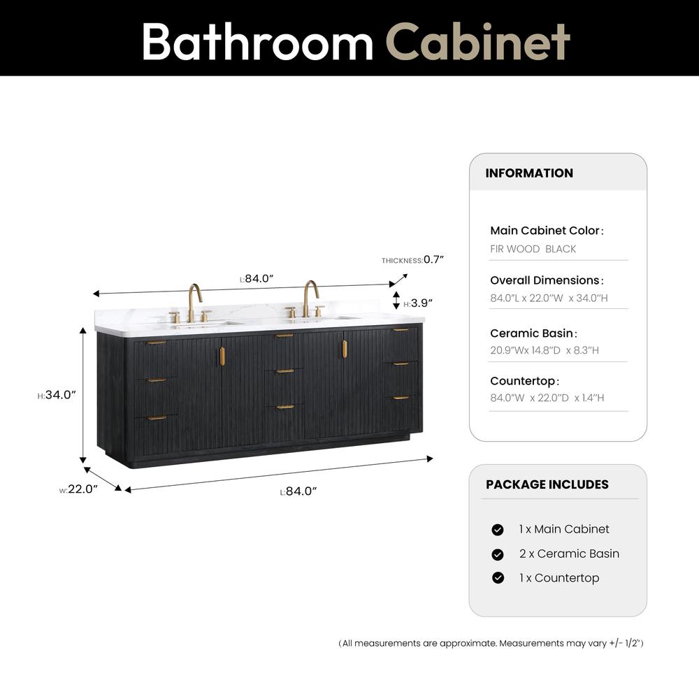 Free-standing Double Bathroom Vanity with Composite top in Lightning White