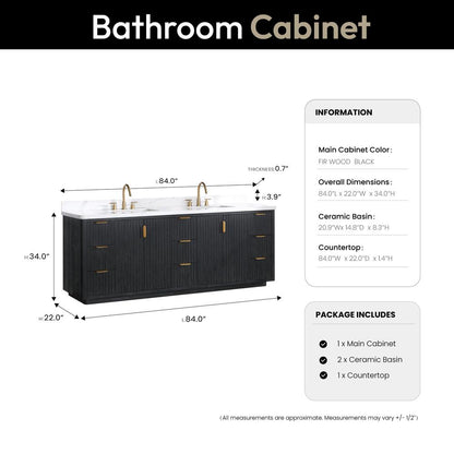 Free-standing Double Bathroom Vanity with Composite top in Lightning White