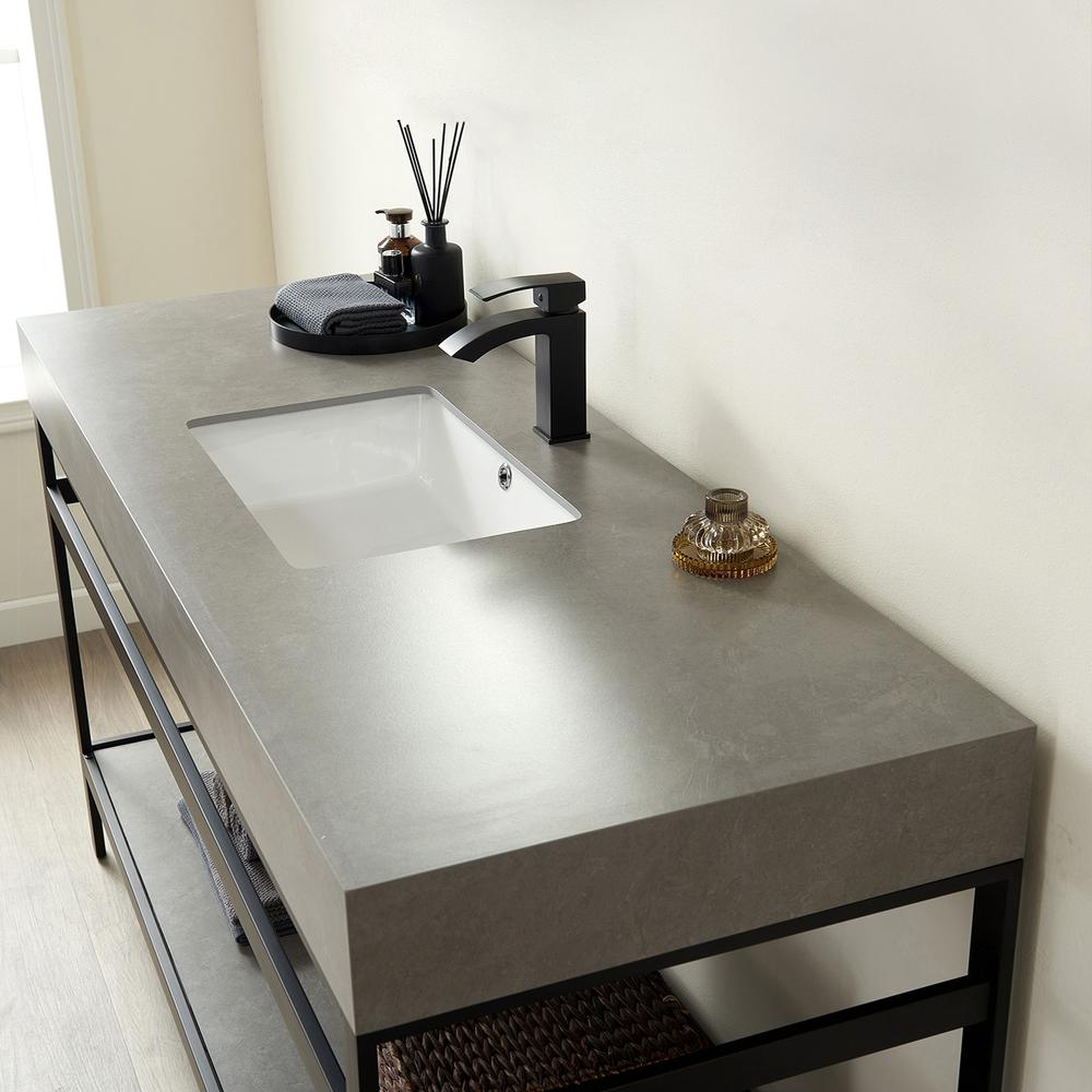 Single Sink Bath Vanity Metal Support with Grey Sintered Stone Top