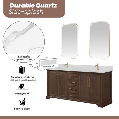 Tokyo 72" Freestanding Double Bath Vanity in Aged Dark Brown Oak