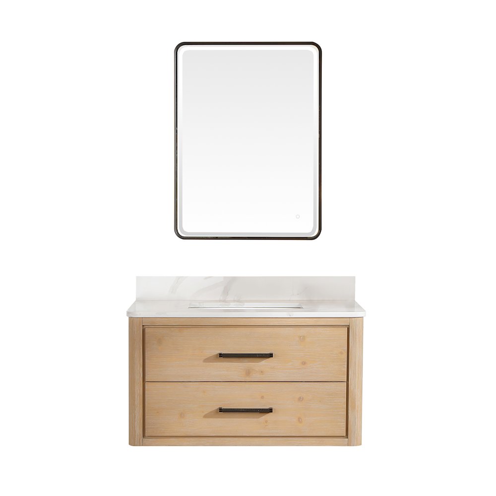 Cristo 36" Floating Single Bath Vanity in Fir Wood Brown