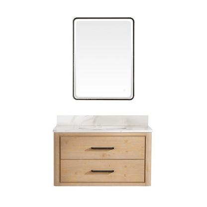 Cristo 36" Floating Single Bath Vanity in Fir Wood Brown