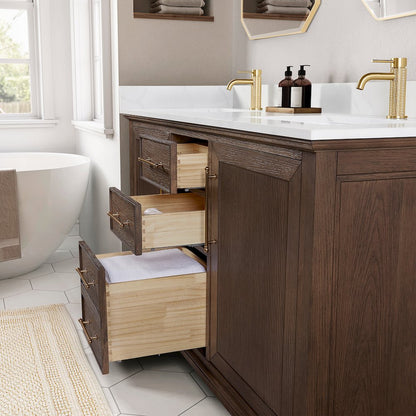 Tokyo 72" Freestanding Double Bath Vanity in Aged Dark Brown Oak