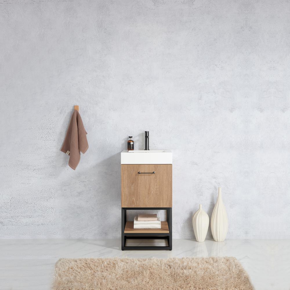 18B" Single Sink Bath Vanity with White Grain Stone Countertop