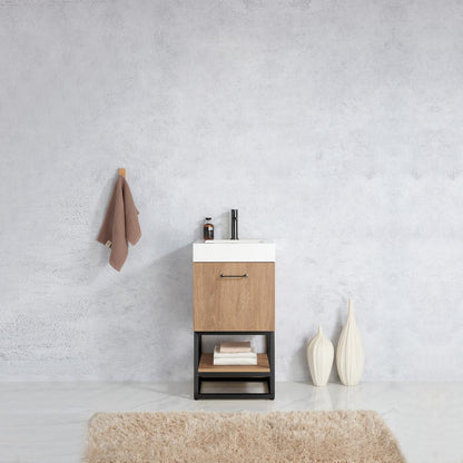 18B" Single Sink Bath Vanity with White Grain Stone Countertop