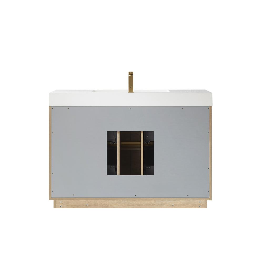 Single Sink Bath Vanity with White Composite Integral Square Sink Top