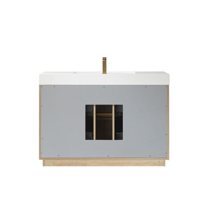 Single Sink Bath Vanity with White Composite Integral Square Sink Top
