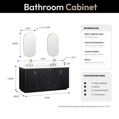 Free-standing Double Bathroom Vanity with Composite top and Mirror