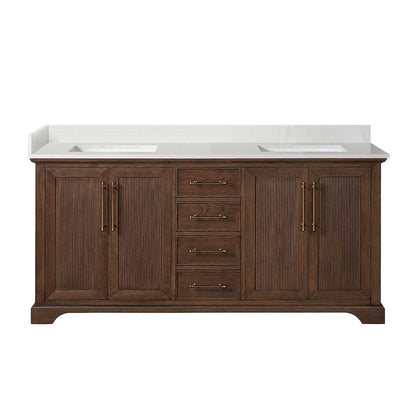 Tokyo 72" Freestanding Double Bath Vanity in Aged Dark Brown Oak
