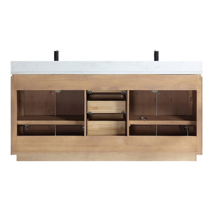 San 72" Free-standing Double Bath Vanity in Fir Wood Brown