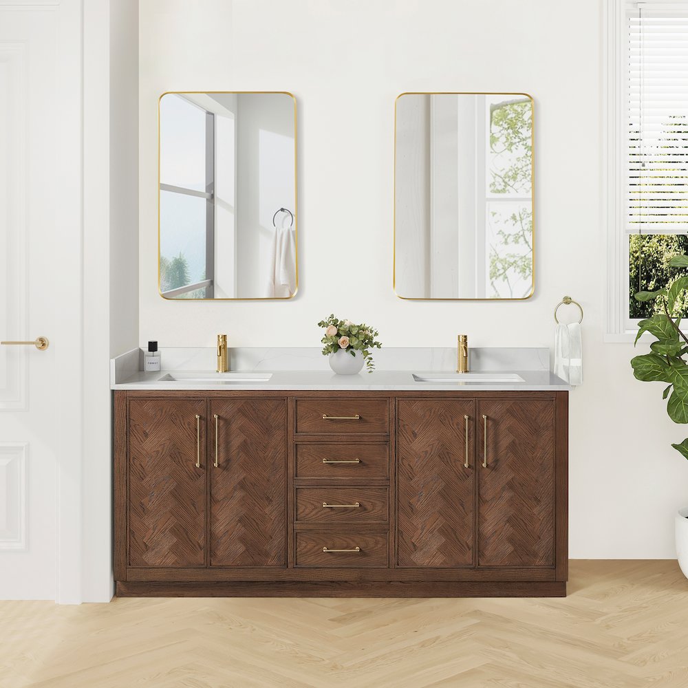 Jakarta 72" Freestanding Double Bath Vanity in Aged Dark Brown Oak