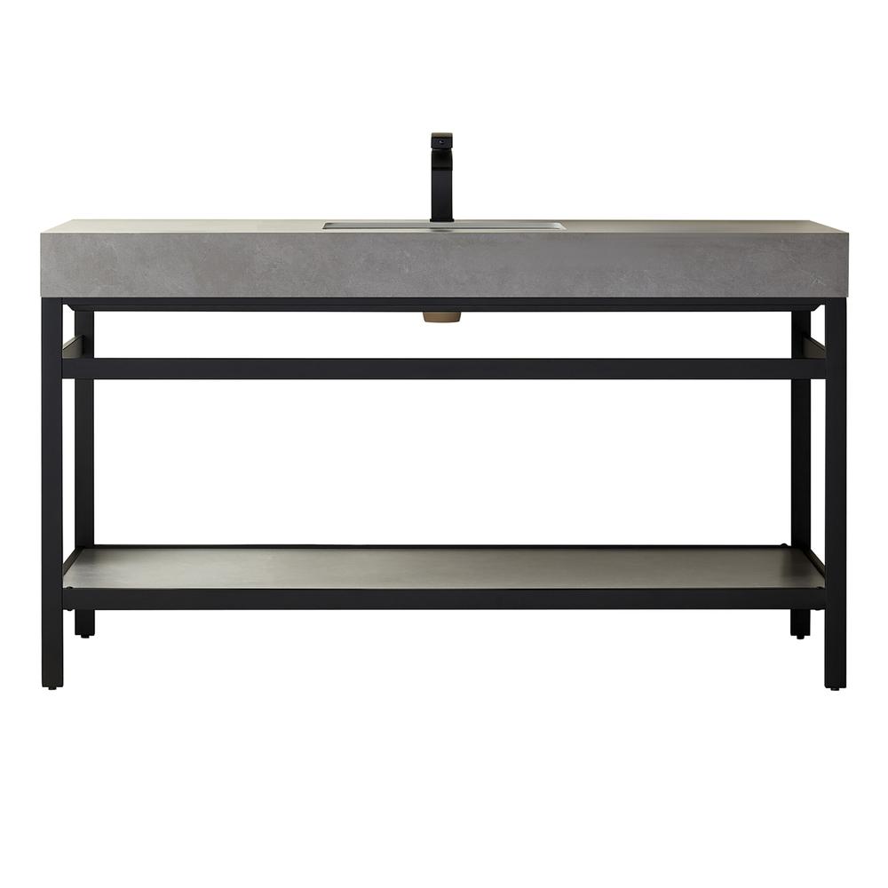 Single Sink Bath Vanity Metal Support with Grey Sintered Stone Top