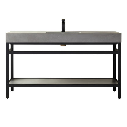 Single Sink Bath Vanity Metal Support with Grey Sintered Stone Top
