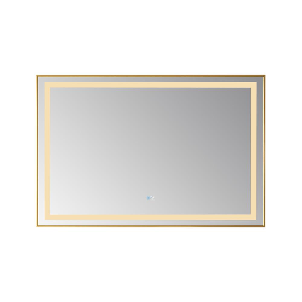 36" Rectangular Aluminum Framed LED Wall Mount Bathroom Vanity Mirror in Gold