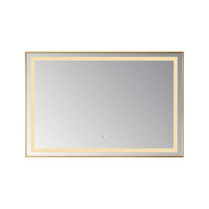 36" Rectangular Aluminum Framed LED Wall Mount Bathroom Vanity Mirror in Gold
