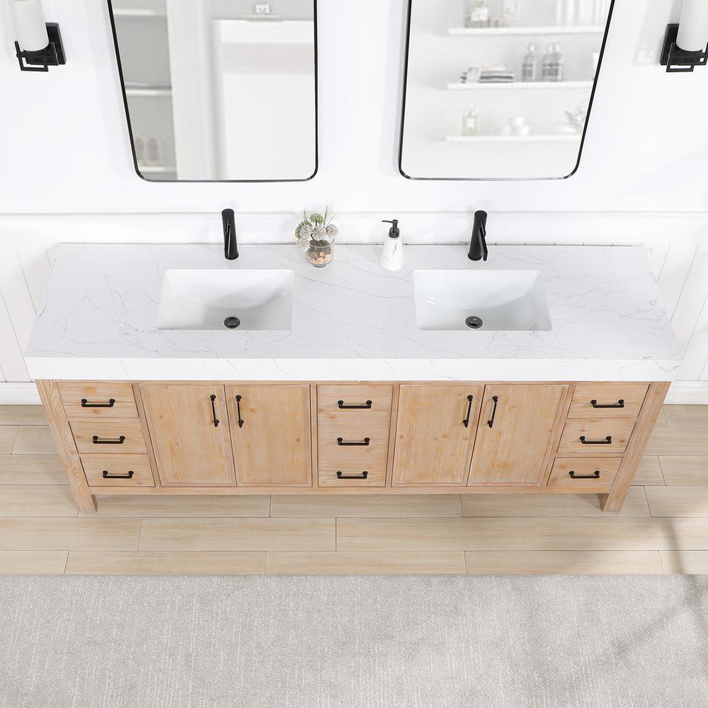 Free-standing Double Bathroom Vanity with Composite top and Mirror