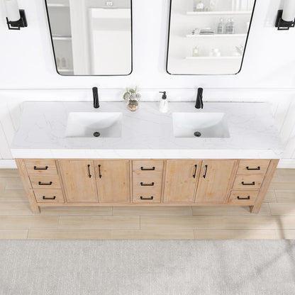 Free-standing Double Bathroom Vanity with Composite top and Mirror
