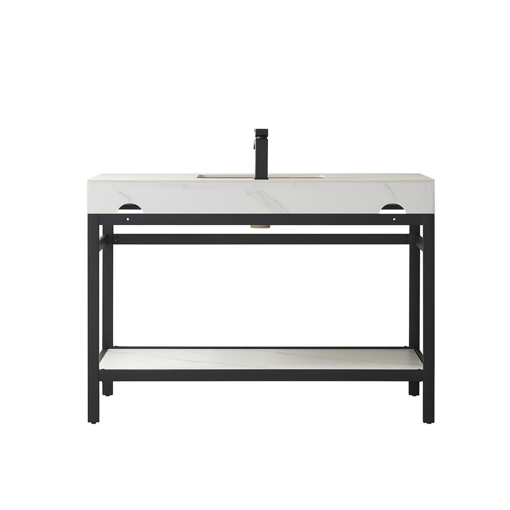 Single Sink Bath Vanity Metal Support with White Sintered Stone Top