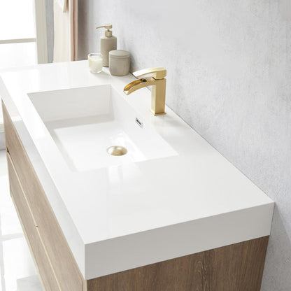 Single Sink Wall-Mount Bath Vanity with Composite Integral Square Sink Top
