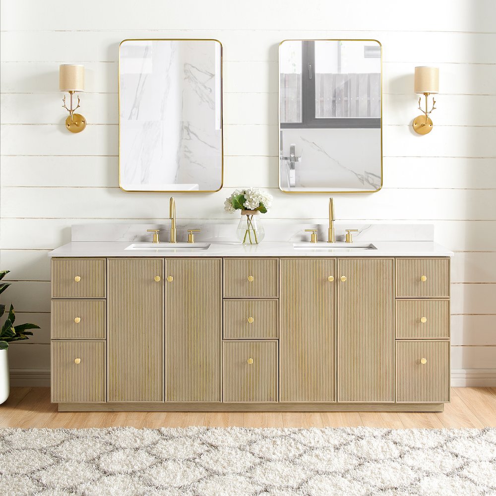 Oza 84" Free-standing Double Bath Vanity in Aged Natural Oak